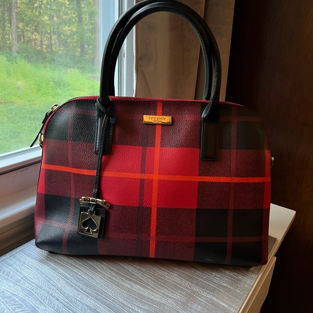 Kate Spade Red and Black Checkered Satchel